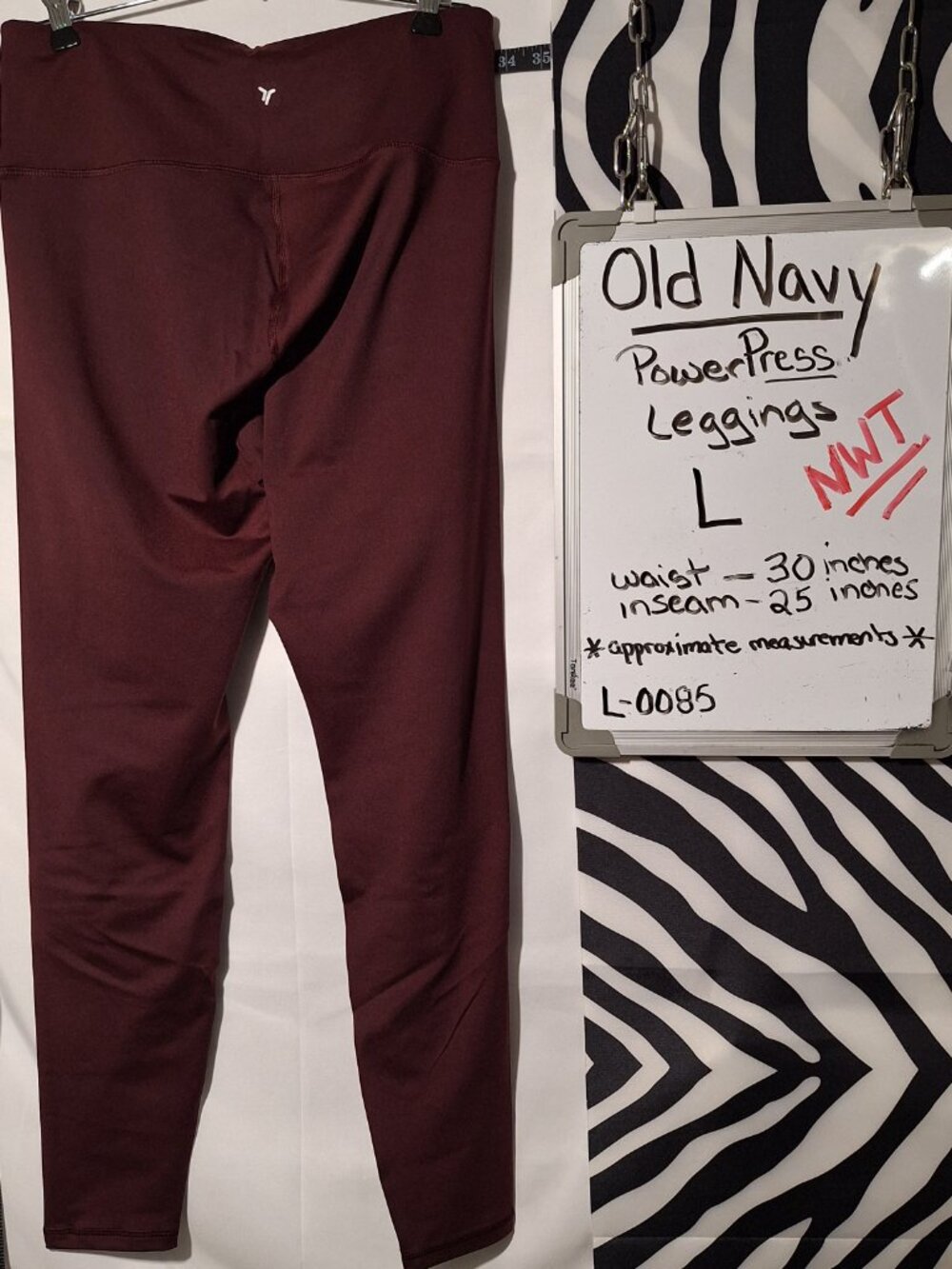 NWT Old Navy Active PowerPress Leggings, Maroon (RaisinAZ), L - Picture 2 of 5